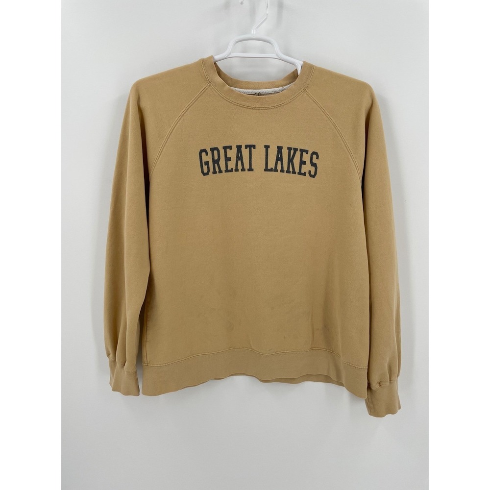 Great Lakes Crewneck Sweatshirt Medium Mustard Tan Collegiate Outdoors Pullover
